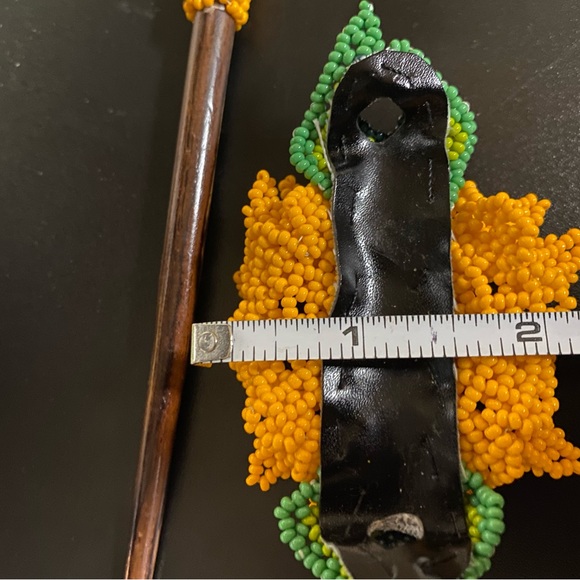 Orange Beaded Hair Wooden Stick Flower accessories - Picture 10 of 11